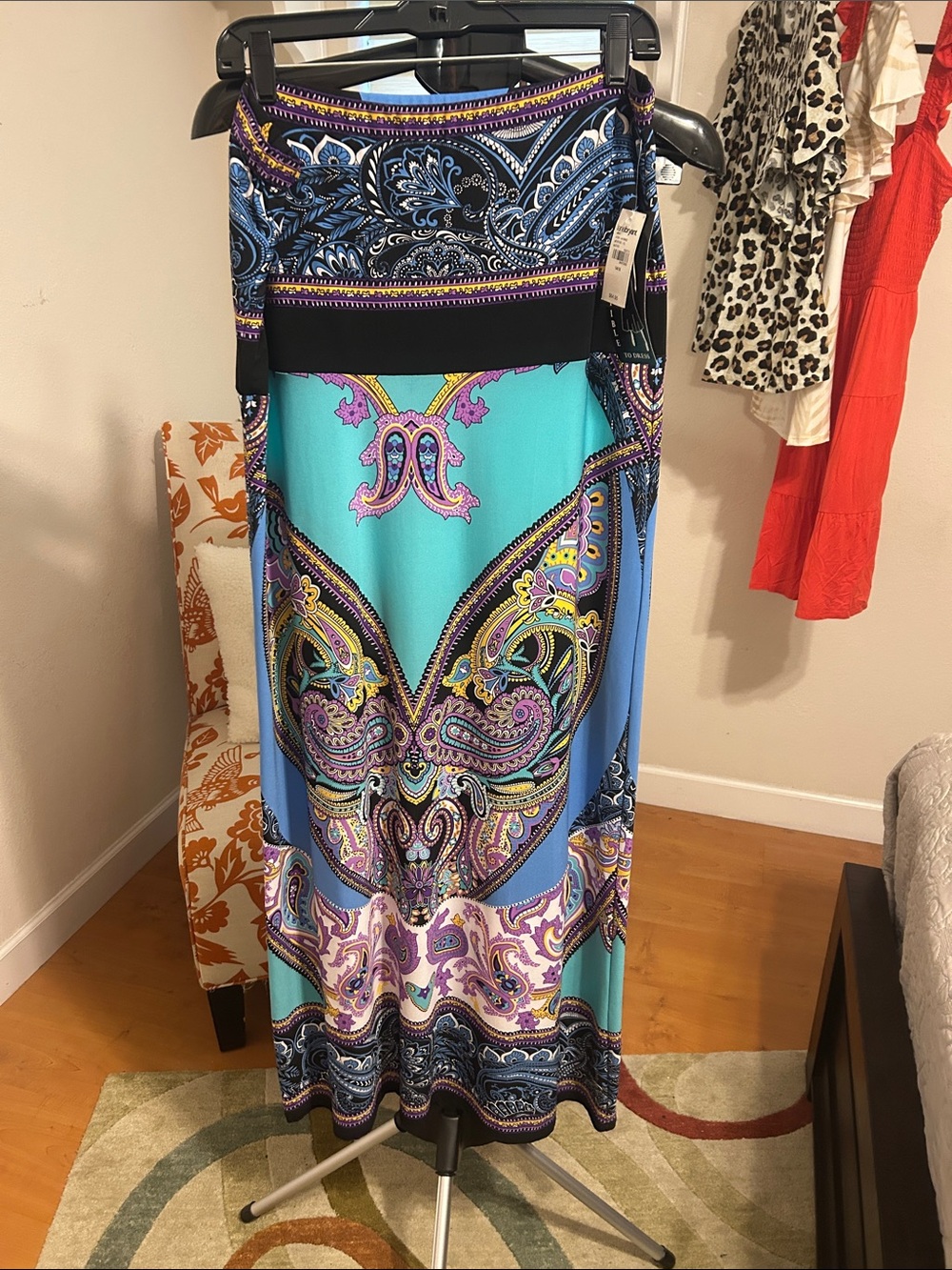 Lane Bryant Turquoise Maxi Skirt/Dreas with Purple and Blue Paisley